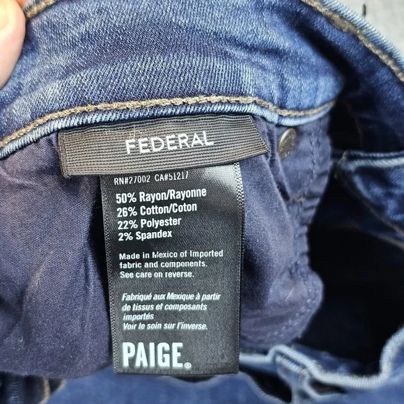 Paige Jeans Mens 38 (37x30) Blue Federal Straight Leg Stretch Casual Medium Wash - Picture 12 of 16